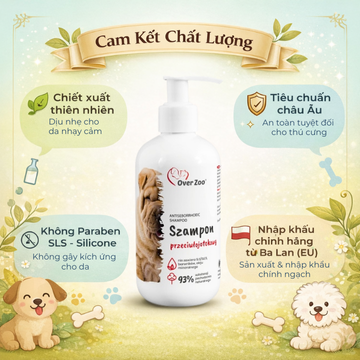 Over Zoo Antiseborrhoeic Shampoo – Sữa tắm kiểm soát nhờn & gàu cho chó 250ml