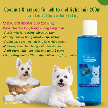Coconut Shampoo For White & Light Coated Dogs 200ml - Dành Cho Chó Lông Màu Trắng Và Sáng