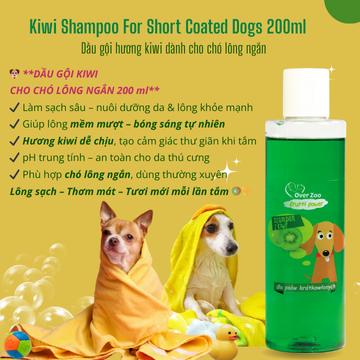Kiwi Shampoo For Short Coated Dogs 200ml - Dầu Gội Hương Kiwi Dành Cho Chó Lông Ngắn