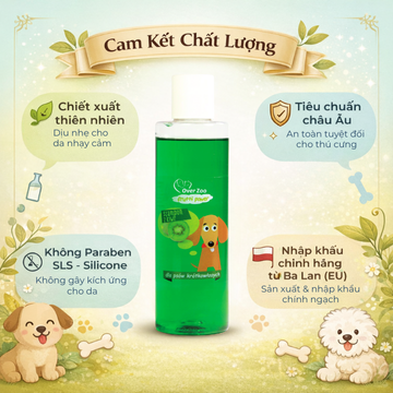 Kiwi Shampoo For Short Coated Dogs 200ml - Dầu Gội Hương Kiwi Dành Cho Chó Lông Ngắn