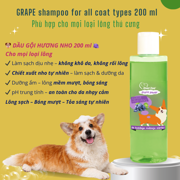 GRAPE Shampoo For All Coat Types 200 ml - Phù Hợp Cho Mọi Loại Lông Thú Cưng