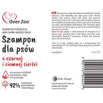 Shampoo For Black And Dark Coated Dogs 250ml - Dành Cho Chó Lông Đen Và Lông Sẫm Màu