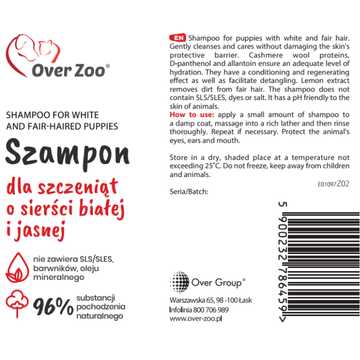 Shampoo for puppies with white or light hair 250ml - Dầu gội dành cho chó con lông trắng hoặc sáng màu